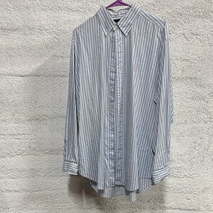 Ralph Lauren Men's Blue and White Striped Shirt